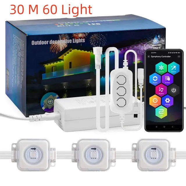 Lumière décorative LED intelligente étanche RGB pour avant-toit extérieur